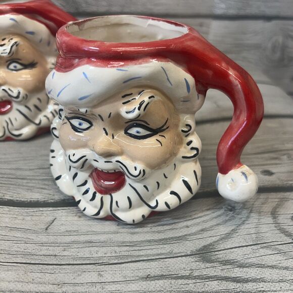 Santa 4 Matching Mugs Cups Handmade Vintage - Picture 2 of 9